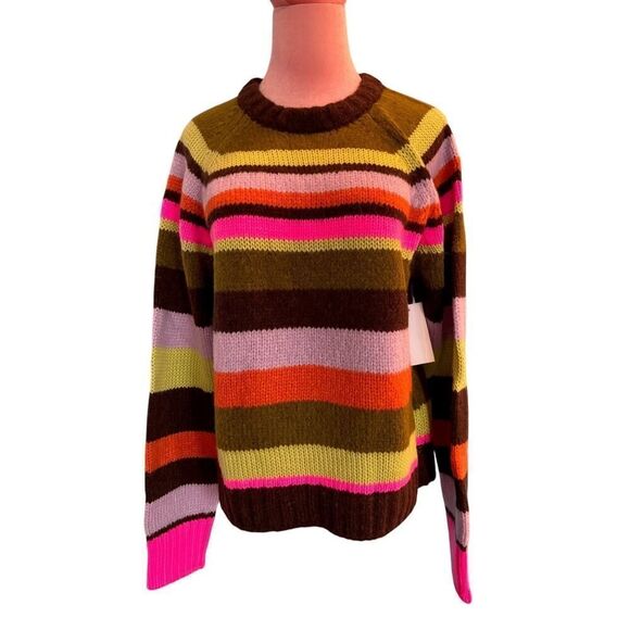 NWT Velvet by Graham & Spencer Pullover Sweater Alpaca Stripe Made in PERU M - Picture 1 of 6